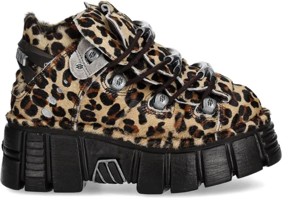 NEW ROCK 60mm sneakers met luipaardprint en plateauzool Bruin