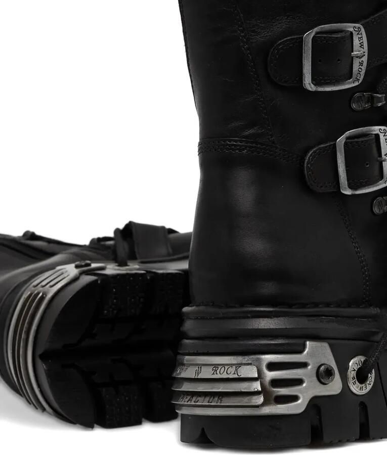 NEW ROCK 70 mm Reactor knielaarzen met gesp Zwart - Foto 2