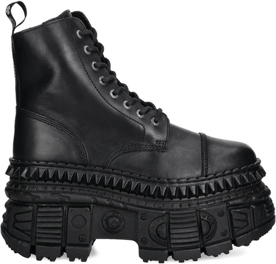 NEW ROCK 90 mm combat boots met veters en plateauzool Zwart