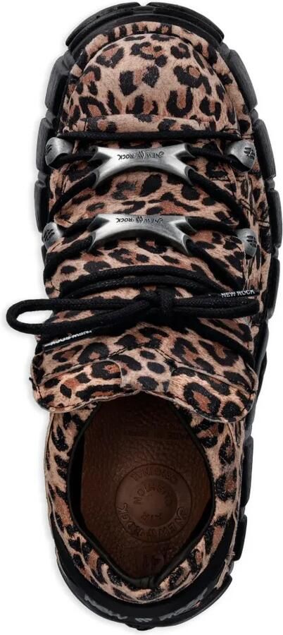 NEW ROCK Ante Leopardo Cuero Tower Negro sneakers met plateauzool Beige - Foto 3