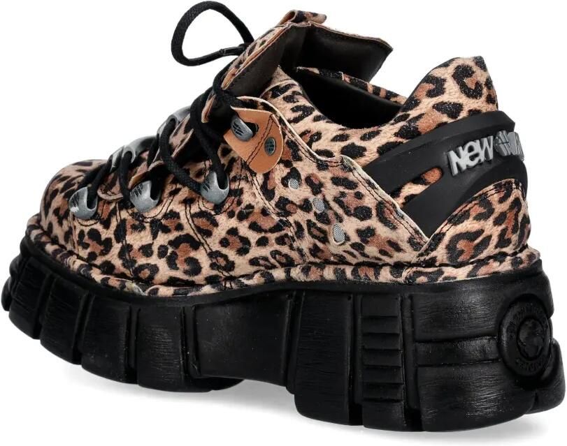 NEW ROCK Ante Leopardo Cuero Tower Negro sneakers met plateauzool Beige - Foto 2