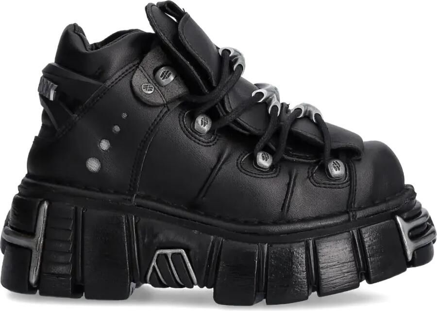 NEW ROCK Chunky veterlaarzen Zwart