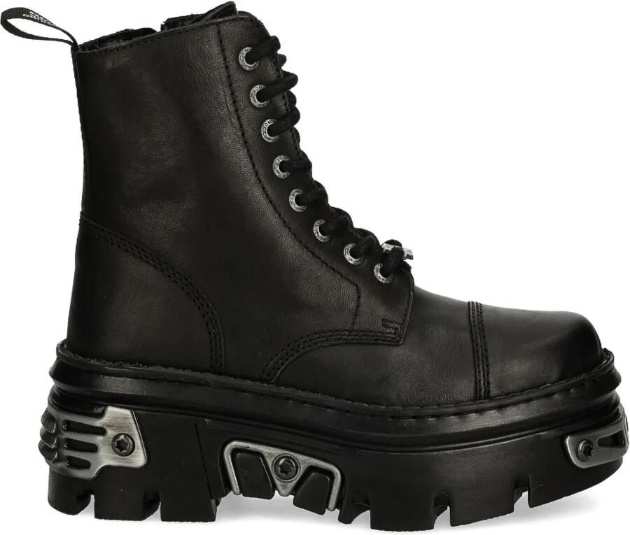 NEW ROCK Combat boots met plateauzool en veters Zwart