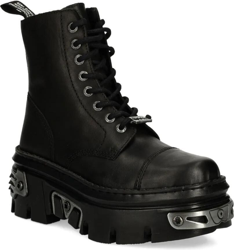 NEW ROCK Combat boots met plateauzool en veters Zwart - Foto 3