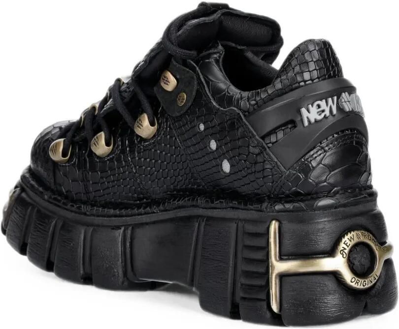 NEW ROCK Derby schoenen met krokodillen-reliëf en plateauzool Zwart - Foto 2