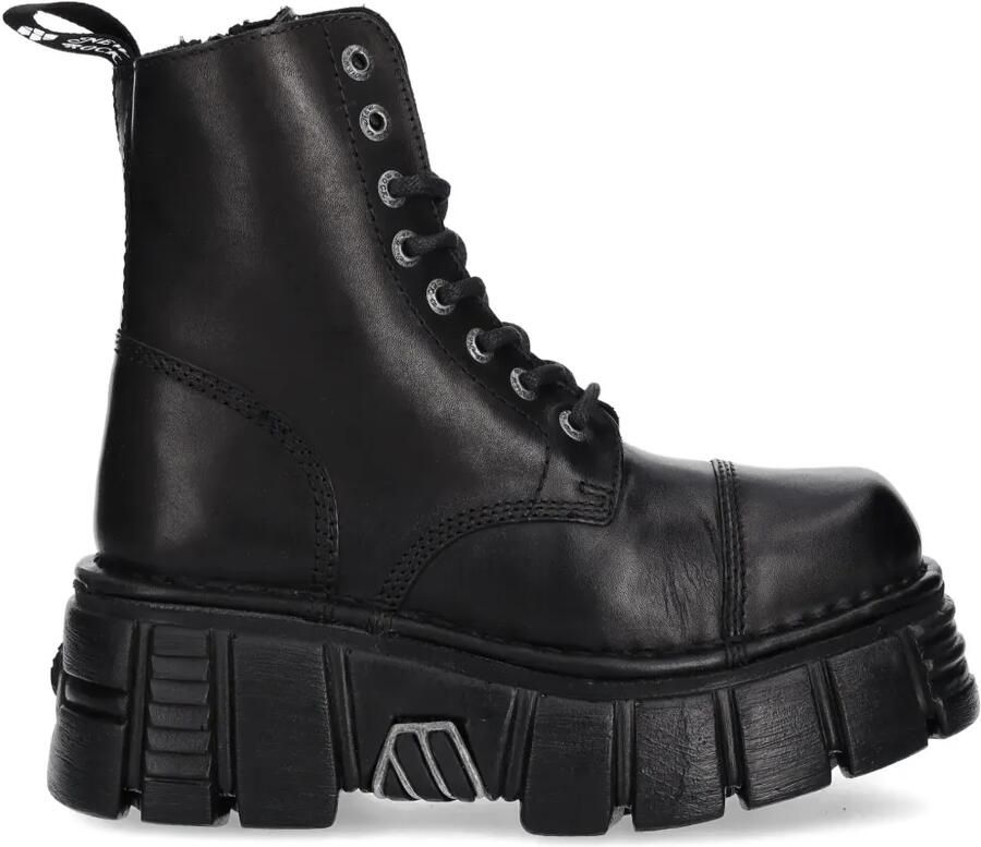 NEW ROCK Laarzen met chunky zool en veters Zwart
