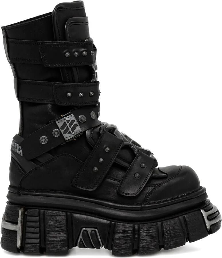 NEW ROCK Laarzen met gesp en studs Zwart
