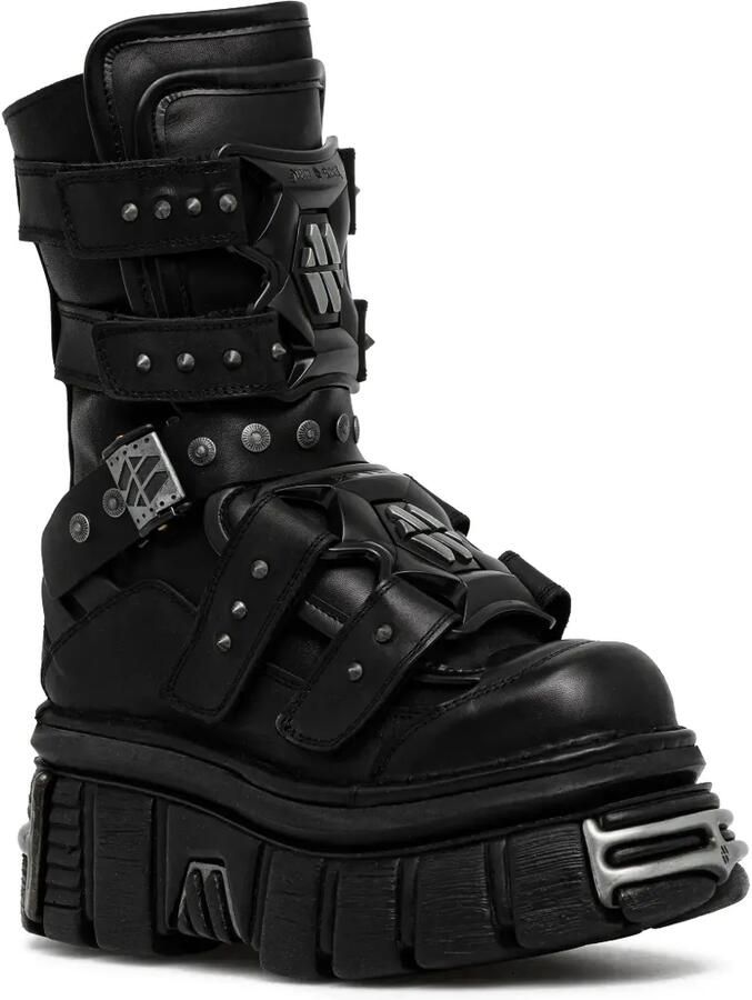 NEW ROCK Laarzen met gesp en studs Zwart - Foto 2