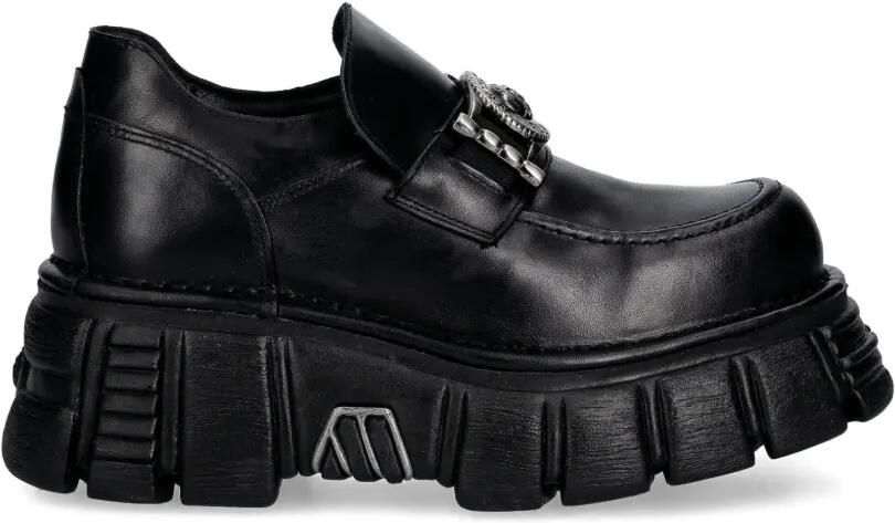 NEW ROCK Loafers met plateauzool Zwart