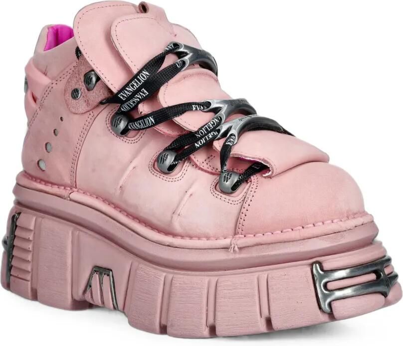 NEW ROCK M-106-CEV164 enkellaarzen met plateauzool en veters Roze - Foto 3