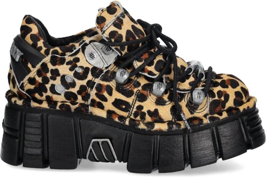 NEW ROCK M-120N-C54 sneakers met plateauzool en luipaardprint Beige