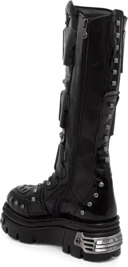 NEW ROCK Metallic laarzen met studs en gesp Zwart - Foto 3