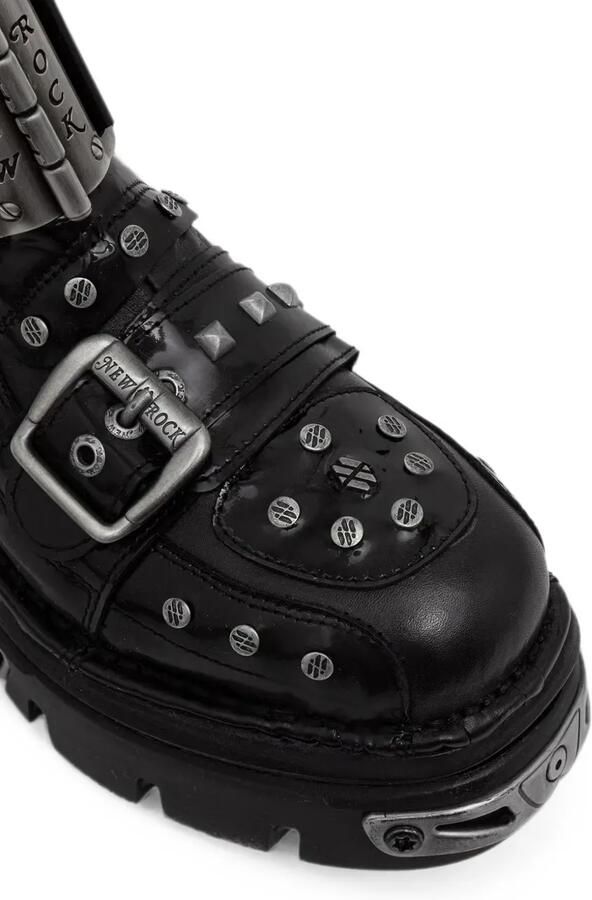 NEW ROCK Metallic laarzen met studs en gesp Zwart - Foto 2