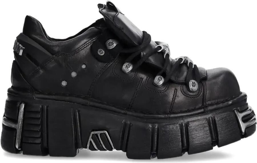 NEW ROCK Metallic M-120N-S26 sneakers met plateauzool Zwart