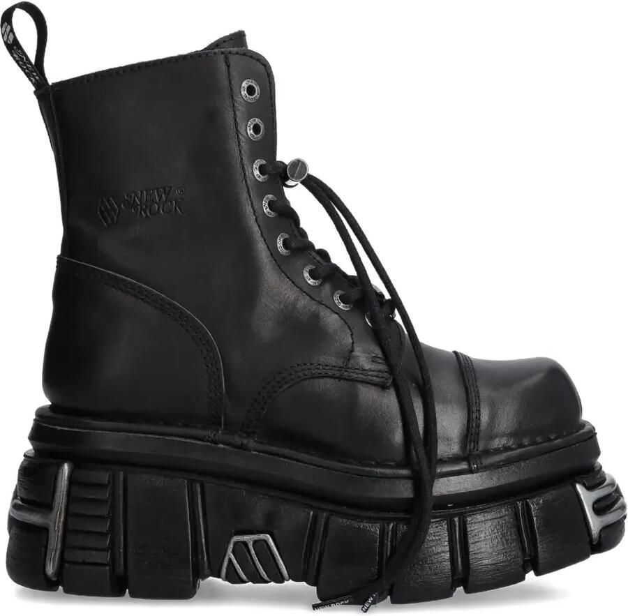 NEW ROCK Metallic M-NEWMILI083-S37 laarzen met plateauzool Zwart