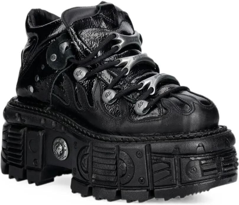 NEW ROCK Metallic sneakers met chunky zool Zwart