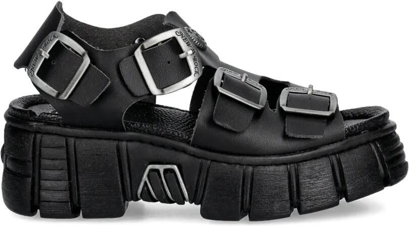NEW ROCK Sandalen met gesp Zwart