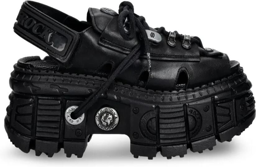 NEW ROCK Sandalen met plateauzool en veters Zwart