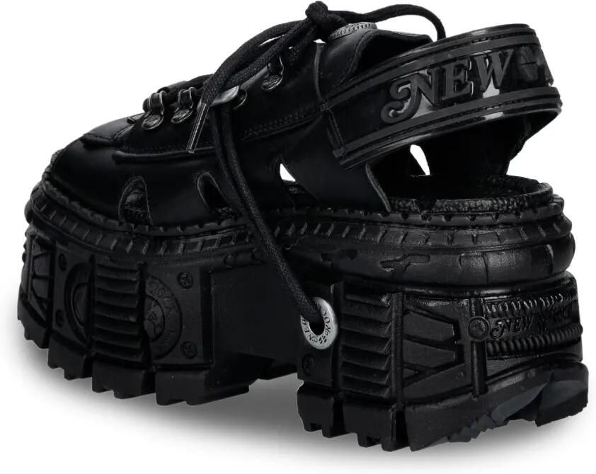 NEW ROCK Sandalen met plateauzool en veters Zwart - Foto 3