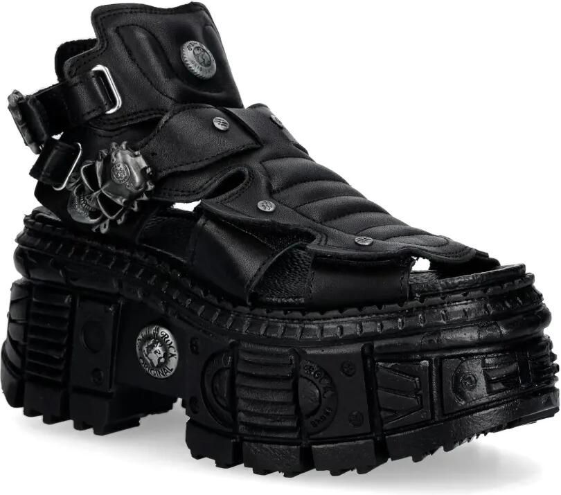 NEW ROCK Sandalen verfraaid met doodskop en plateauzool Zwart - Foto 3