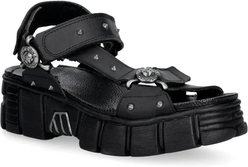 NEW ROCK Sandalen verfraaid met studs en chunky zool Zwart - Foto 2