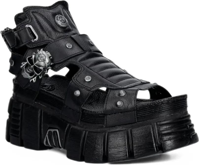 NEW ROCK skull-embellished platform sandals Zwart - Foto 2