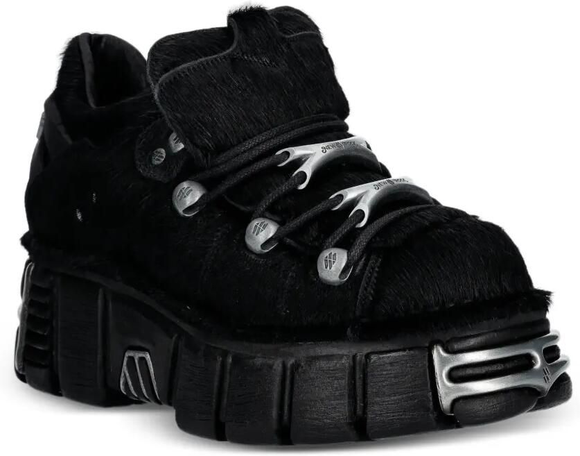 NEW ROCK Sneakers met bont Zwart - Foto 3