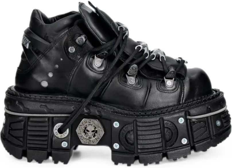 NEW ROCK Sneakers met logoplakkaat en plateauzool Zwart