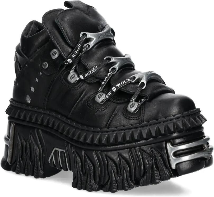NEW ROCK Sneakers met plateauzool en vlammendetail Zwart - Foto 3