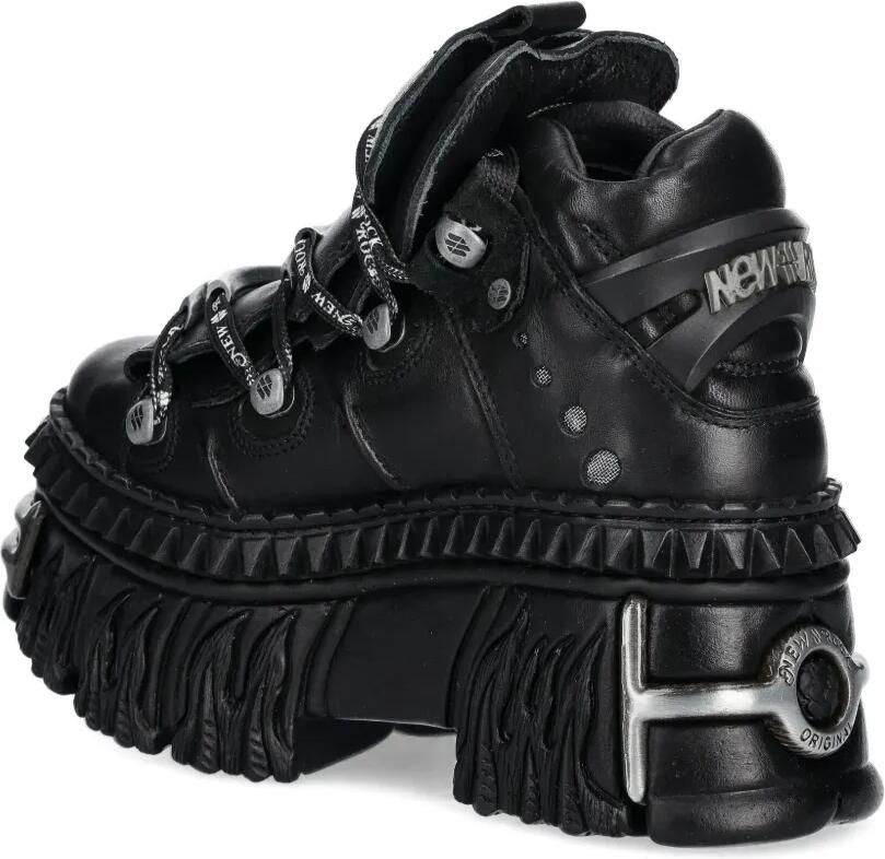 NEW ROCK Sneakers met plateauzool en vlammendetail Zwart - Foto 2