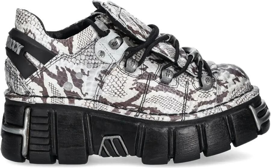 NEW ROCK Sneakers met slangen-effect en plateauzool Wit