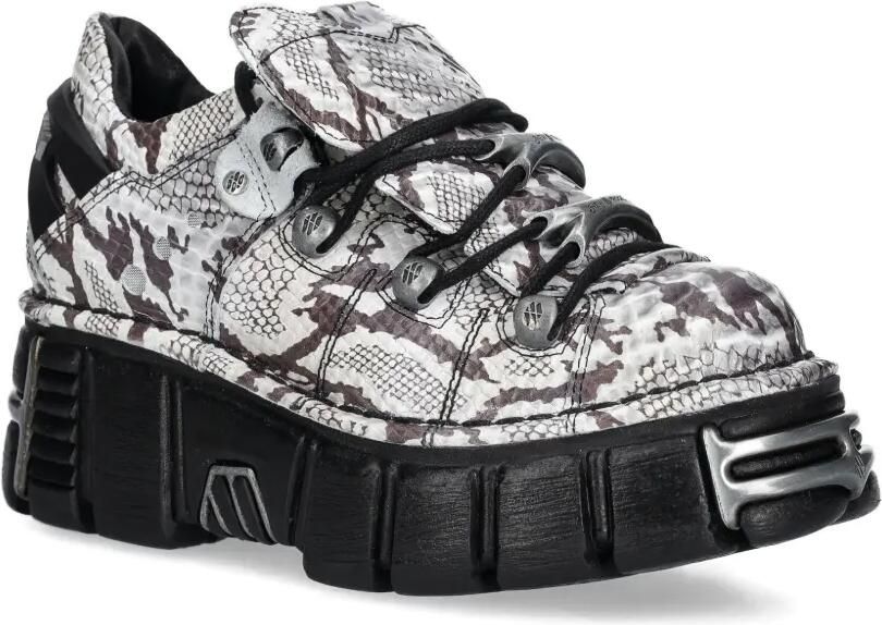 NEW ROCK Sneakers met slangen-effect en plateauzool Wit - Foto 3