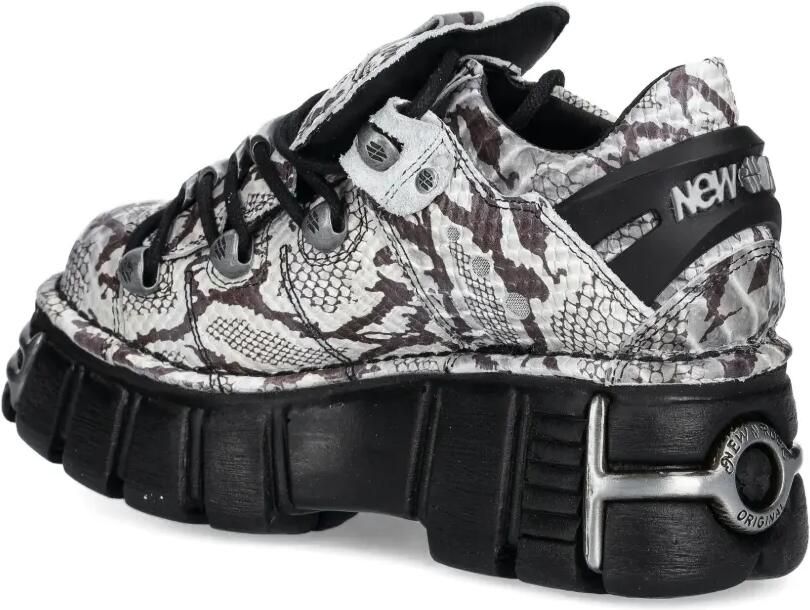NEW ROCK Sneakers met slangen-effect en plateauzool Wit - Foto 2