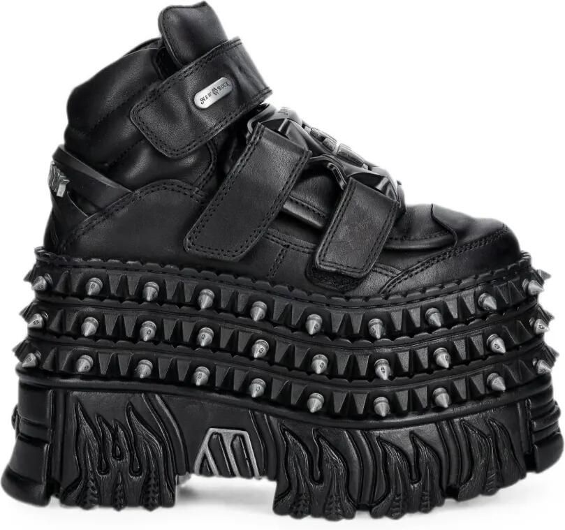 NEW ROCK Spiked sneakers met plateauzool Zwart