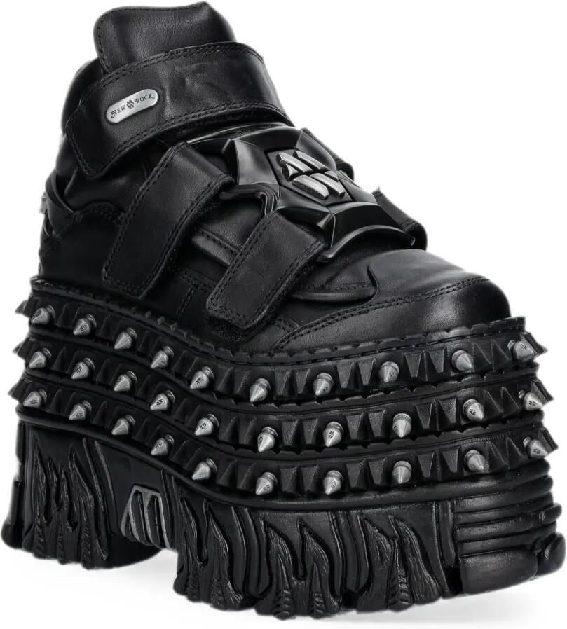 NEW ROCK Spiked sneakers met plateauzool Zwart - Foto 2
