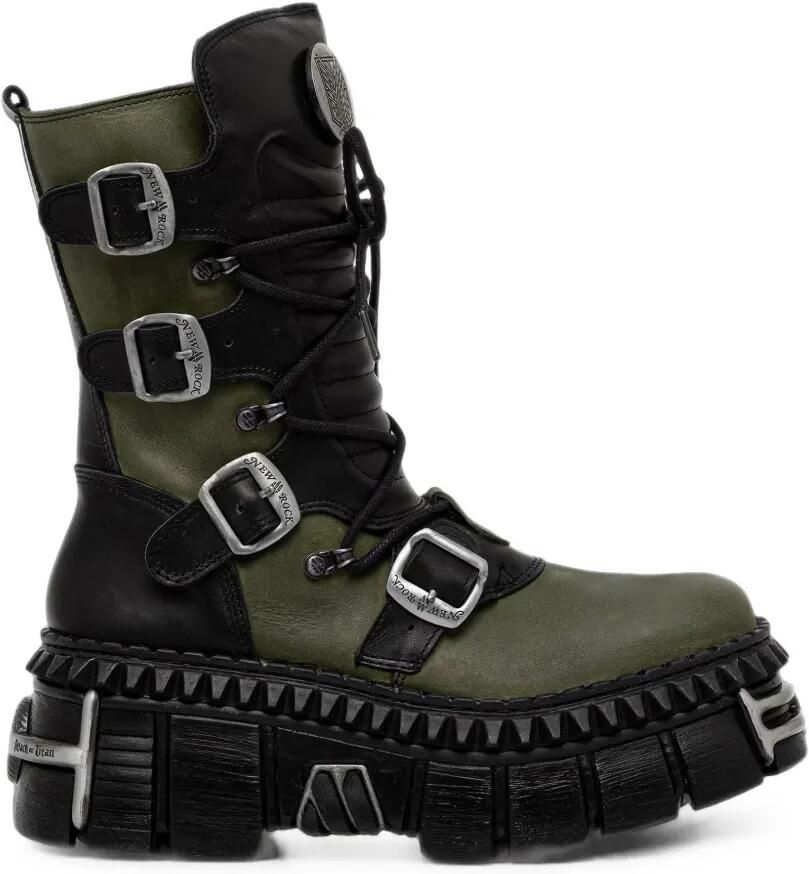 NEW ROCK x Attack on Titan laarzen met plateauzool en gesp Groen