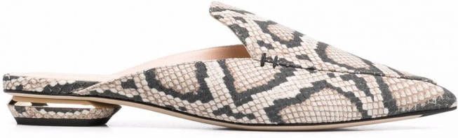 Nicholas Kirkwood Beya muiltjes met slangenprint Beige - Schoenen.nl