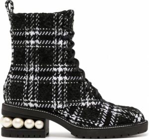 Nicholas Kirkwood Casati geruite combat boots Zwart