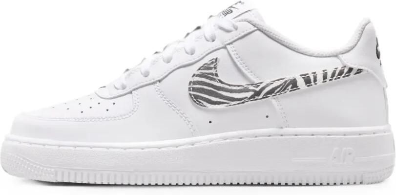 Nike Kids Air Force 1 GS sneakers met zebraprint Wit