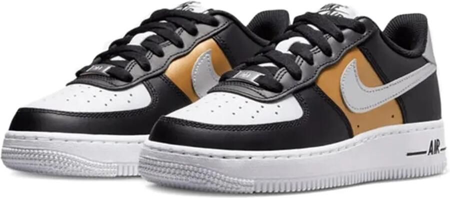 Nike Kids Air Force 1 Low "Black Metallic Silver" sneakers Zwart