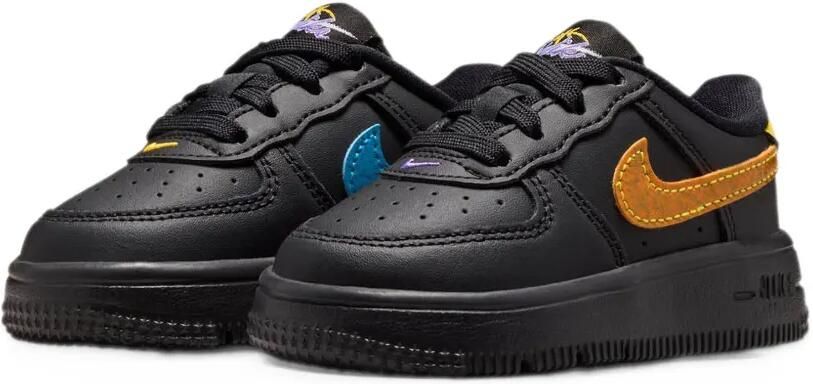 Nike Kids Force 1 Low logo-detail sneakers Zwart