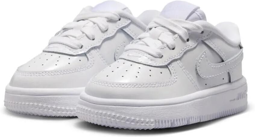 Nike Kids Force 1 Low patent-leather sneakers Wit