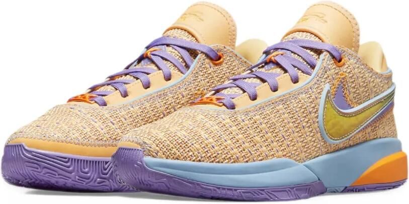 Nike Kids LeBron 20 knit-texture low-top sneakers Goud