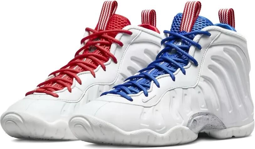 Nike Kids Little Posite One USA Moon "Photon Dust University Red Game Royal Metallic Silver" sneakers Wit - Foto 2