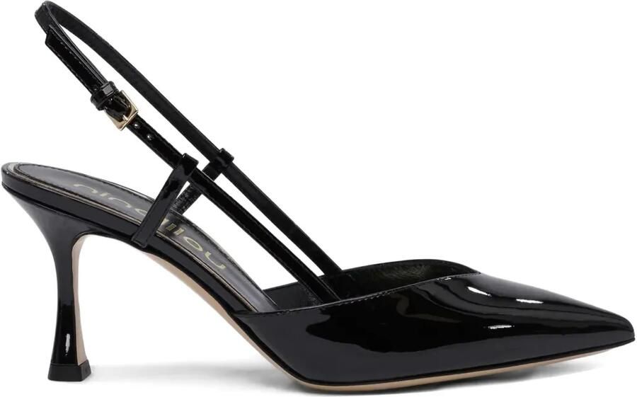 Ninalilou 70 mm Mya lakleren slingback pumps Zwart
