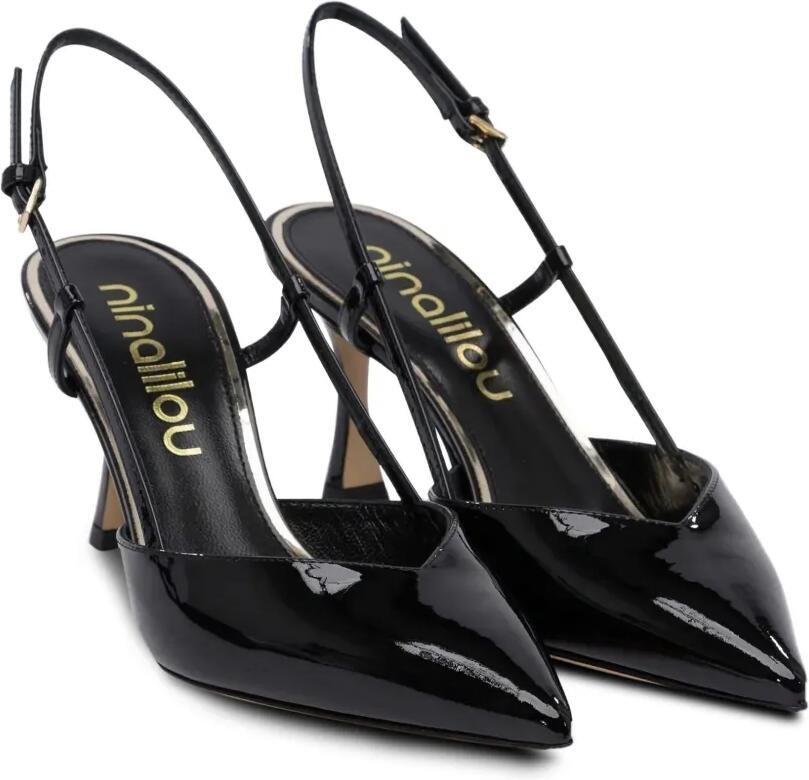 Ninalilou 70 mm Mya lakleren slingback pumps Zwart - Foto 2