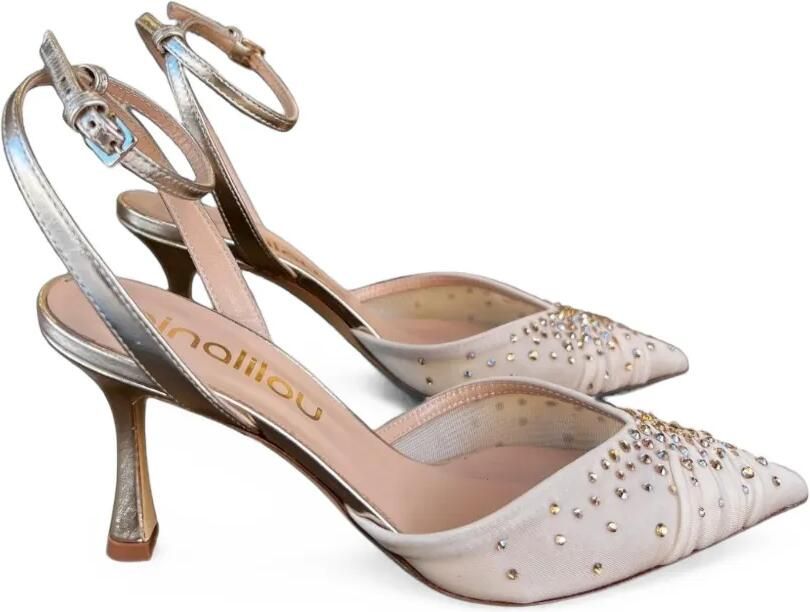 Ninalilou Amy slingback pumps verfraaid met kristallen Beige