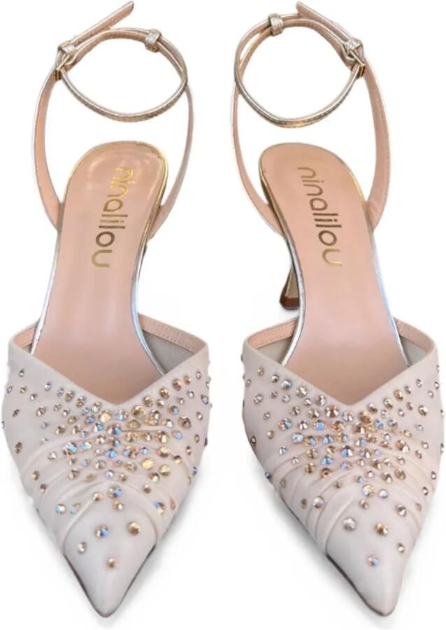 Ninalilou Amy slingback pumps verfraaid met kristallen Beige - Foto 2