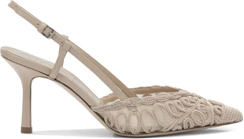 Ninalilou Gehaakte slingback pumps Beige