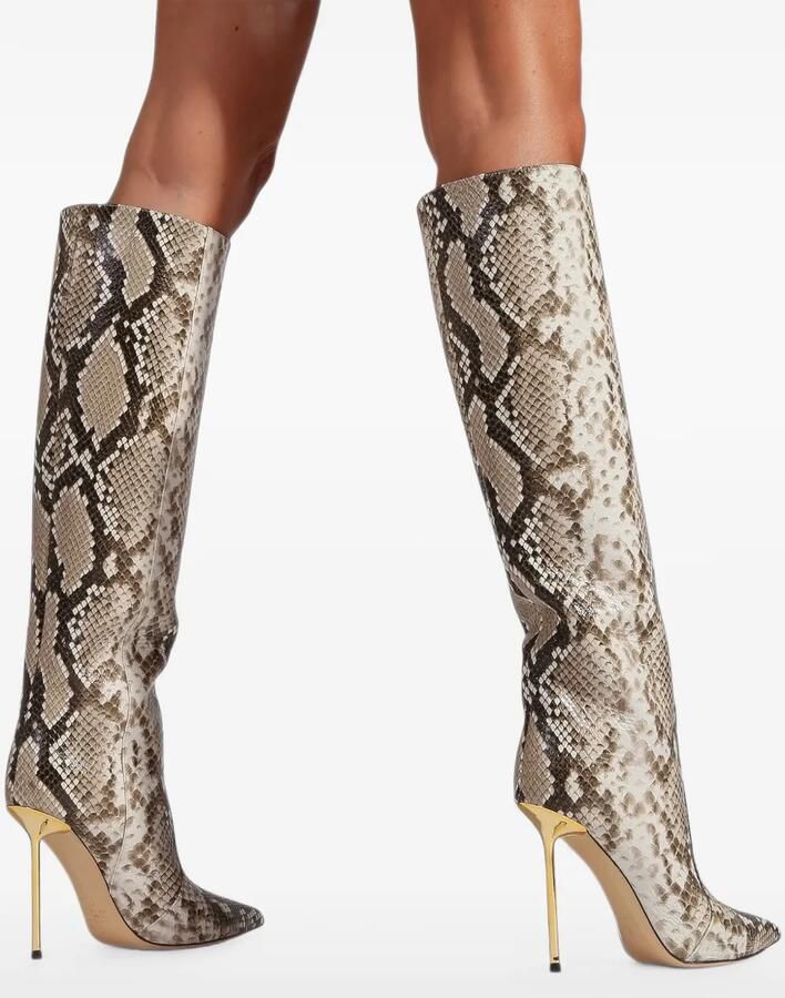 Ninalilou Helen laarzen met python-effect Beige - Foto 4